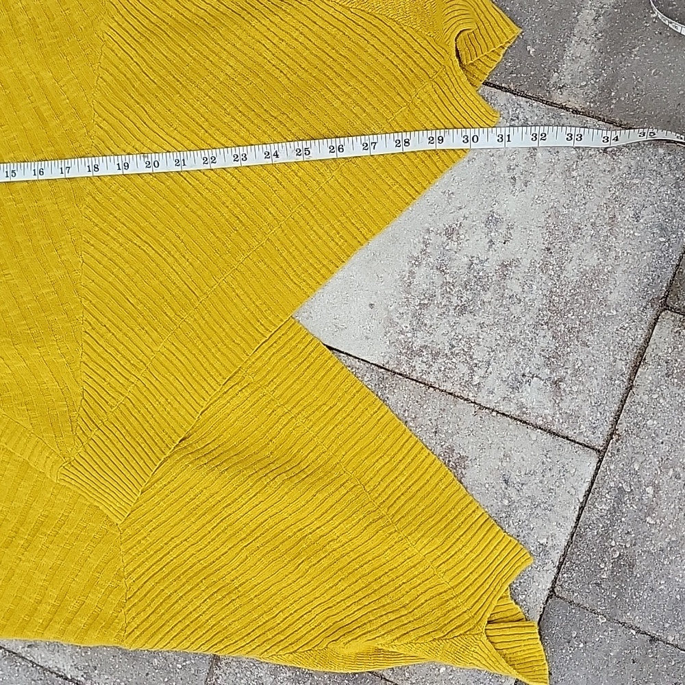 Eileen Fisher Drape Front Slub Cardigan Sz L Wool Linen & Silk Blend Mustard - Picture 10 of 12